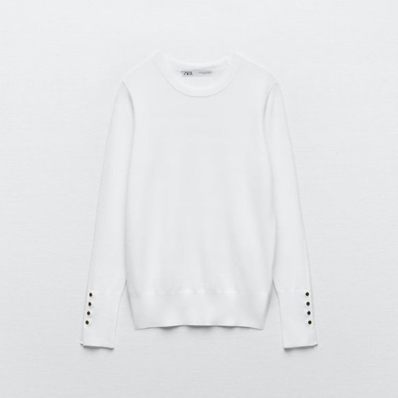 Zara Basic Knit Sweater Cream - Picture 4 of 7